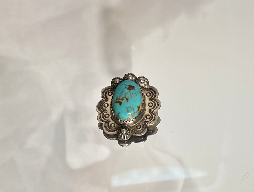 Stamped Turquoise Pin