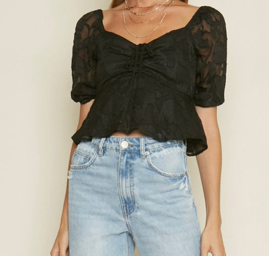 Sheer Floral Crop Top